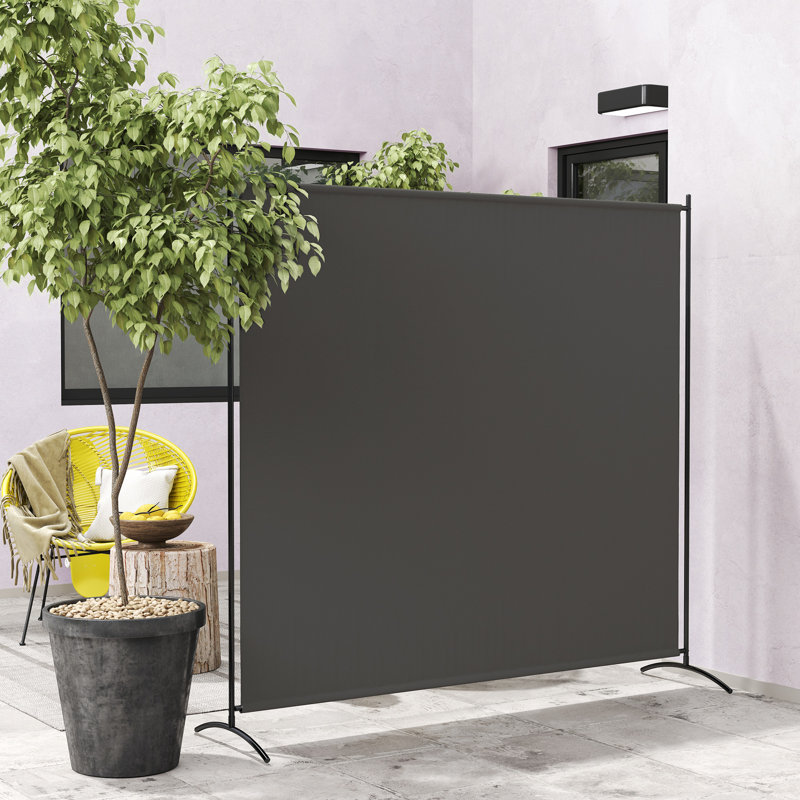 Panneau de séparation extérieur monobloc, 1,80 m de hauteur, protection UPF 30+, cloison autoportante avec base stable pour une utilisation intérieure et extérieure, gris foncé