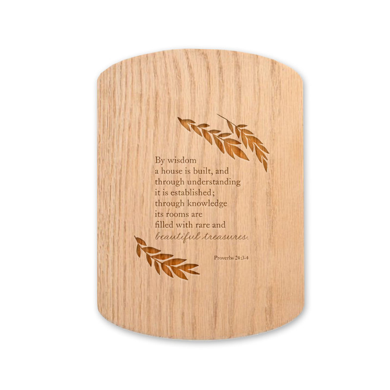 Leafy Scripture 11 x 8 Redwood Oval Cutting Board, Redwood