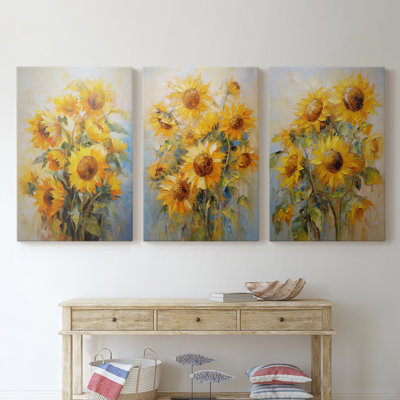 Floral Study Series CLII -Set Of 3 Gallery Wrapped Canvas -Ready to Hang