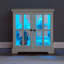 Boîte de rangement de style rétro, tablettes réglables, finition blanche, armoire antique avec télécommande, plateau de table lisse,