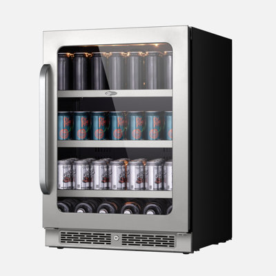Whynter BSR-140SB 24 inch Built-ln 140 Cans Undercounter Stainless Steel Beverage Fridge with Reversible Door, Digital Control, Lock, and Carbon Filter