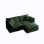 Canapé modulaire en L avec repose-pieds 2 places Chenille - Causeuse modulaire pour petits espaces de vie, chenille verte