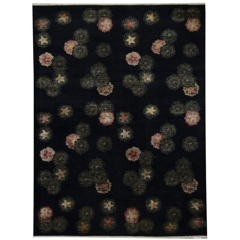 Tapis noir de haute qualité noué à la main