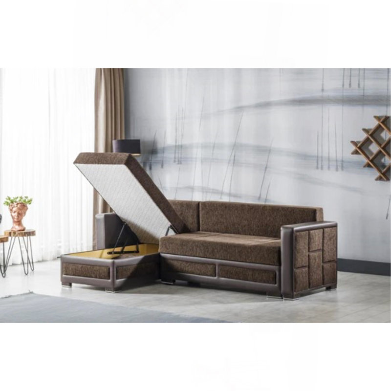 Canapé modulaire rembourré Primenest Urbanedge avec rangement, Chenille brun