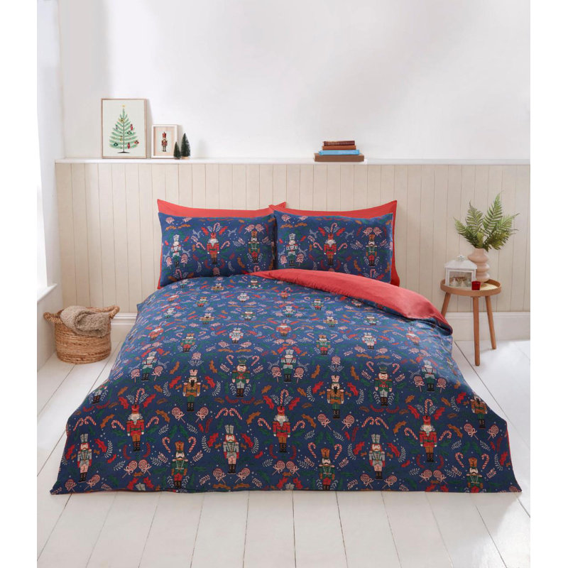 Nutcracker Duvet Cover Set Microfiber Duvet Cover Set with Pillowcases, Double Duvet Cover + 1 Pillowcase, Blue