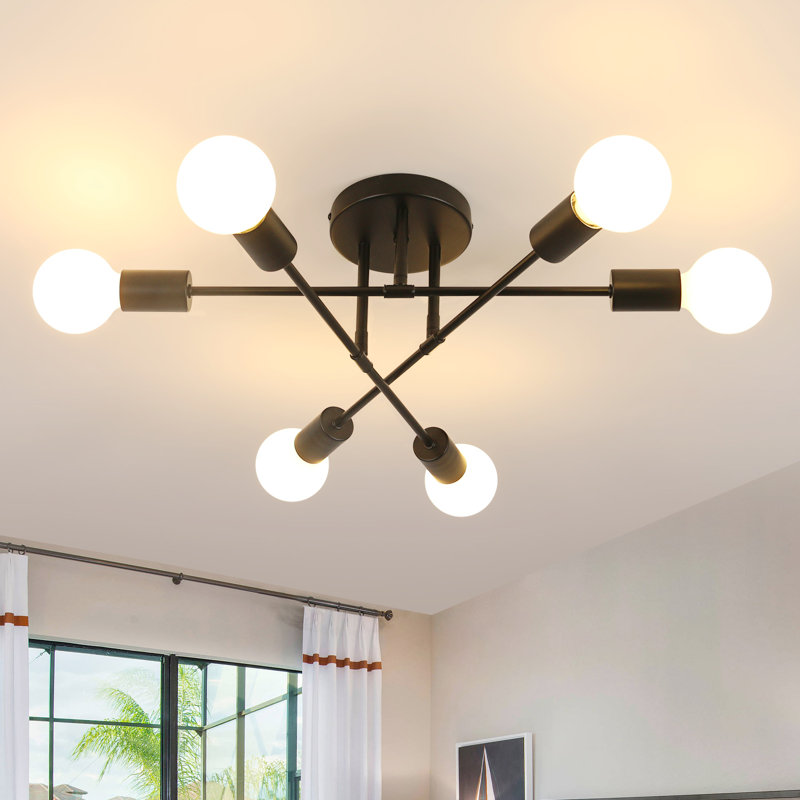  Black Sputnik 6-Light Semi Flush Mount