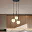 Adjustable Height 3 Lights Metal Body Cluster Pendant With Glass Cap-1447998528