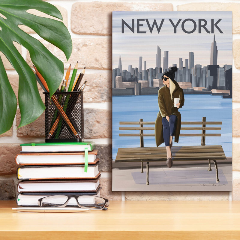 «Girl In New York 2» par Omar Escalante, art mural sur toile, H 18 po x l 12 po x P 0,75 po