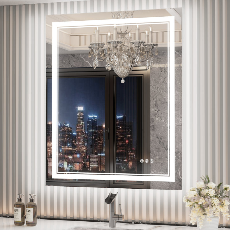 Miroir de salle de bain à DEL Chrisna, 28 po x 36 po, Rectangulaire