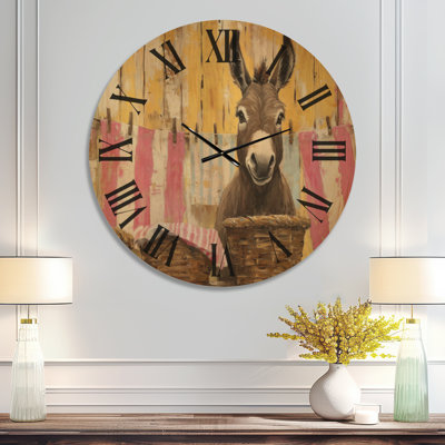 Horloge murale grande taille pour buanderie, rayures roses, imprimée sur bois, idéale pour le jour de lessive.