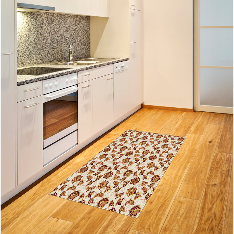 Tapis décoratif à motif de fibres longues en polyester à haute densité Paisley, Rectangle 2 pi 7 po x 5 pi
