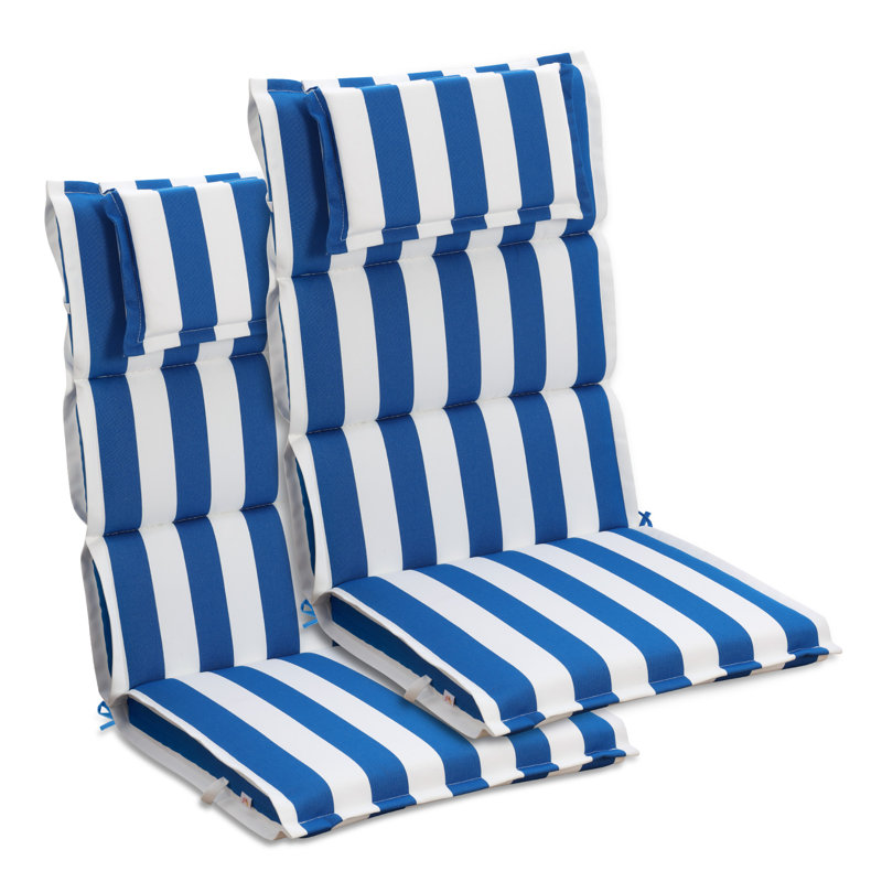  High Back Patio Chair Cushions Set of 2, 47 x 21 x 2.4 Inch, Blue 