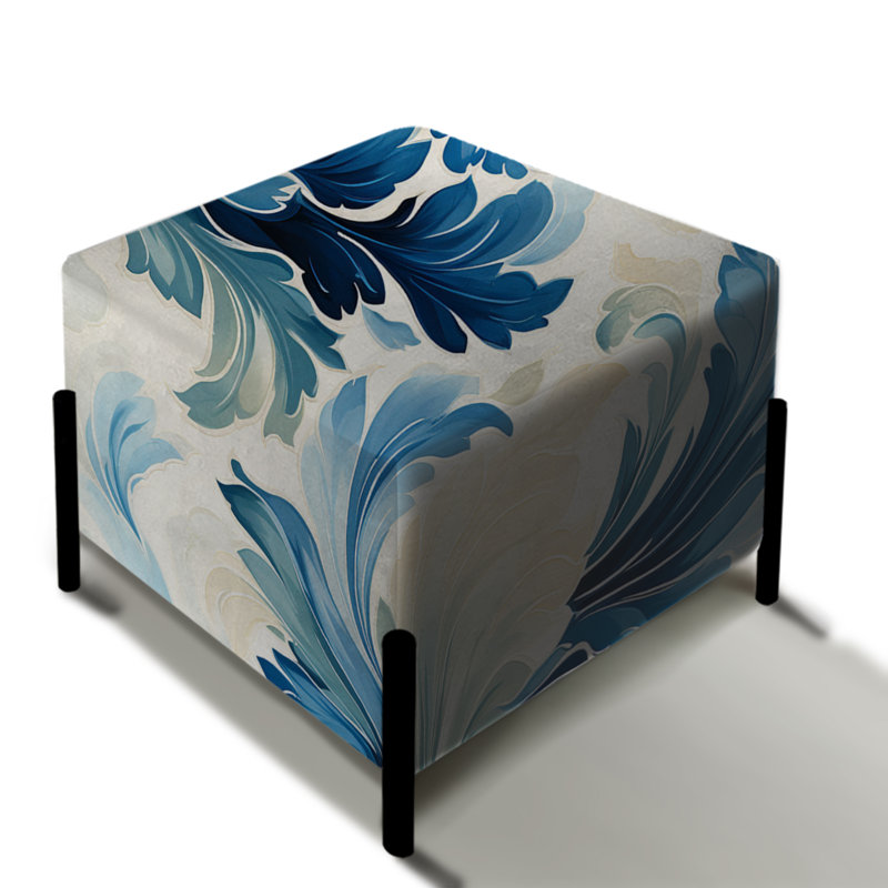 Ikat Bliss - repose-pieds carré bleu et blanc Ikat