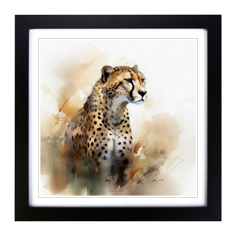 Cheetah Gestural Art - Framed Print, Black