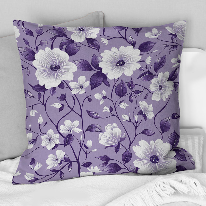 Flower Charm II - Glam Throw Pillow, 18"H x18"H