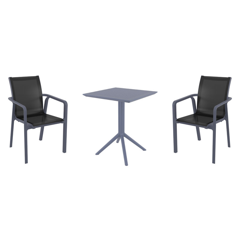 Ensemble bistro 23,6 po Farrah, Noir / gris foncé