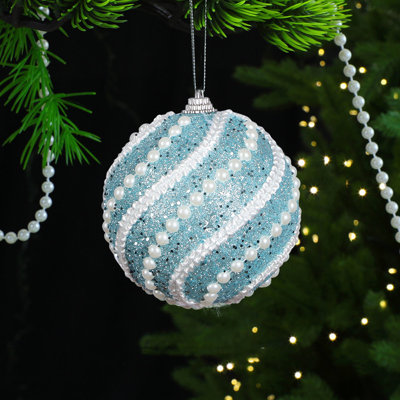 12 boules de Noël incassables à paillettes 12 pièces, boules de perles suspendues en plastique de 8 cm pour arbre de Noël, fête des Fêtes
