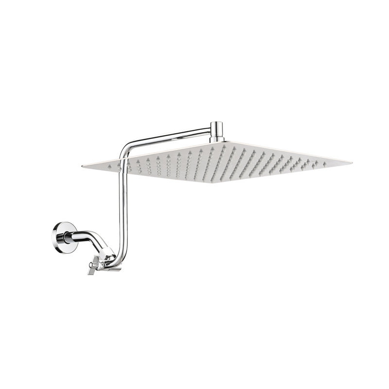 12" Stainless Steel Shower Head With Adjustable Arm - Corrosion , 144 Nozzles, Bathroom Fixture 12 Inch Stable Steel, Full Body Showering, Fits 1/2" Threads