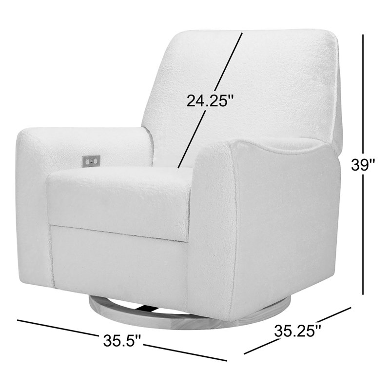 Sunday Power Recliner and Swivel Glider, Beige Sherpa, Dark Wood