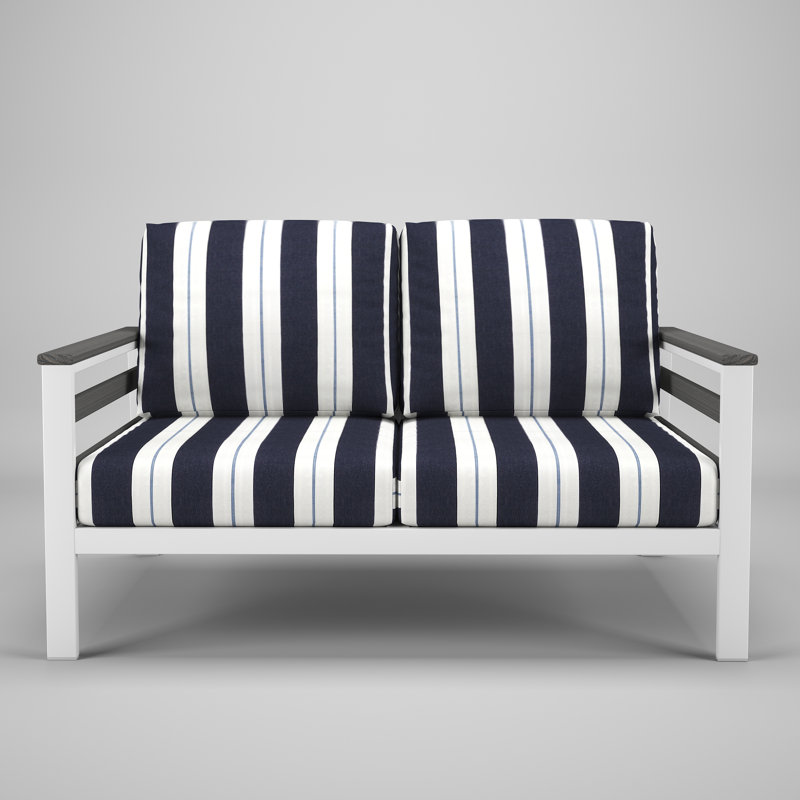 Townsend Metal Outdoor Loveseat With Sunbrella Cushion, Relate Harbor