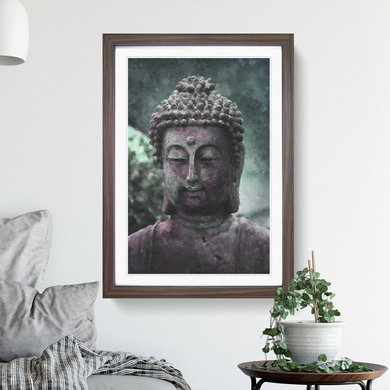 Buddha Statue Vol.1 - Picture Frame Painting, Walnut, 48cm H x 36cm W x 2cm D