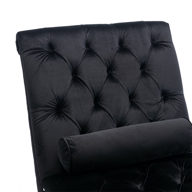 Chaise longue rembourrée Alexica, Noir