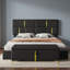 Les ensembles de chambre à coucher 2 pièces comprennent 1 lit plateforme tapissier avec système de rangement hydraulique, 1 repose-pieds avec rangement et pieds en métal