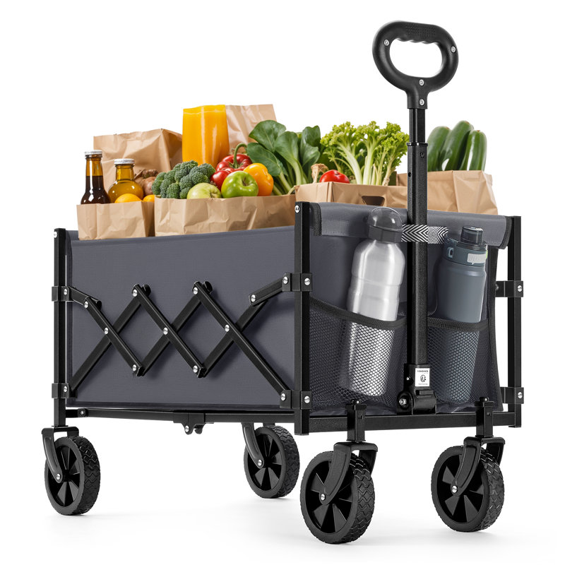 Bilbrey Foldable Camping Cart, Pull Garden Wagon, Grey