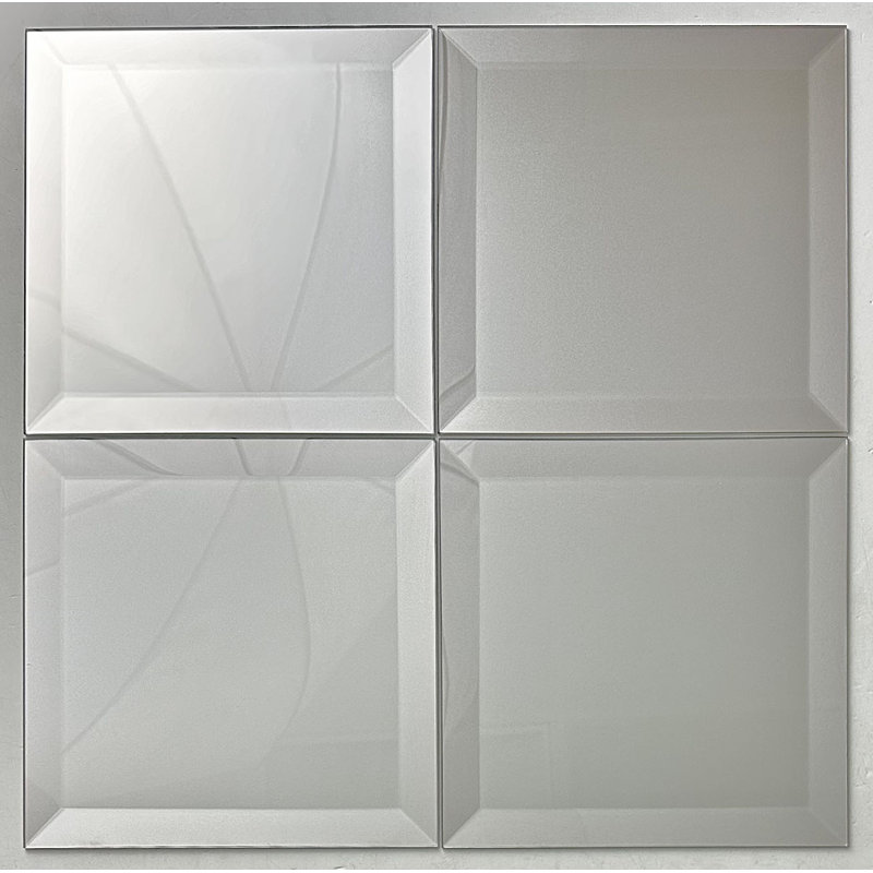 Frosted Elegance 8 in. x 8 in. Diamond Grade Glass Beveled Large Format Square Decorative Kitchen & Bathroom Wall Tile