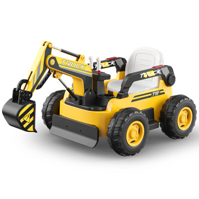 Ligiant Ride On Excavator, Kids Ride On Car With Electric Digging Arm, 4x75w Motors, Large 12v 10ah Battery, Remote Control, Bluetooth, Perfect Gift A