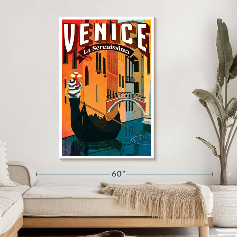 «Venice Le Serenissima», affiche rétro sur toile, H 48 po x l 32 po x P 1,25 po