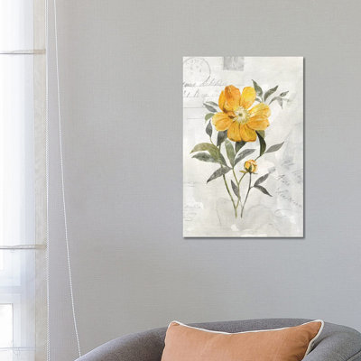 Canary Linen Peony by Carol Robinson - Print on Canvas