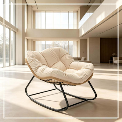 Rocking Egg Chair, Oversized Design with Cushion, Indoor Outdoor Furniture  for Backyard, Patio, Garden