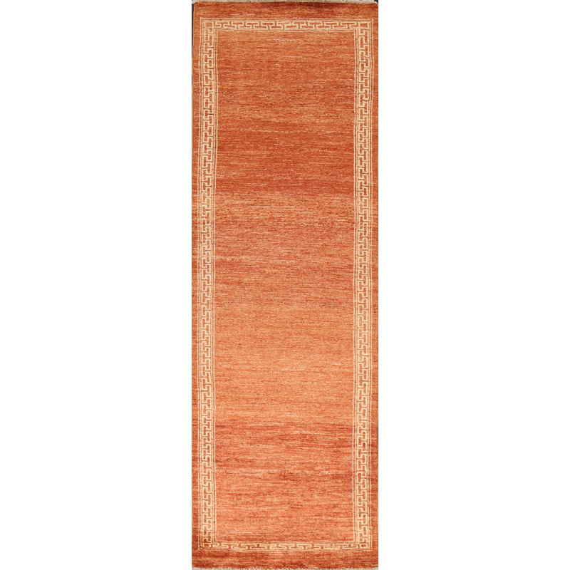 Tapis de couloir oriental orange 3 x 9 Gabbeh