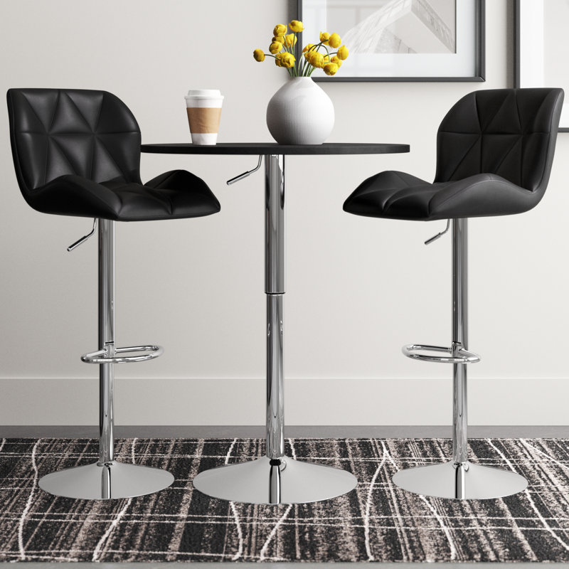 Stewartsville 3-Piece Pedestal Faux Leather Dining Set, Black, Black