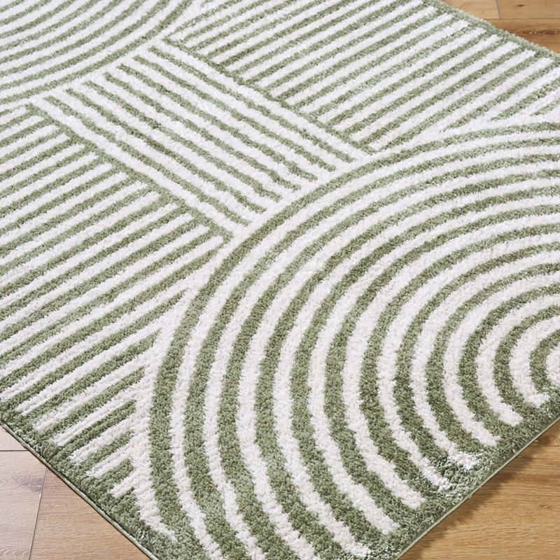 Machine Washable Shaggy Boho Grass Green Area Rug, Rectangle 140 x 200cm