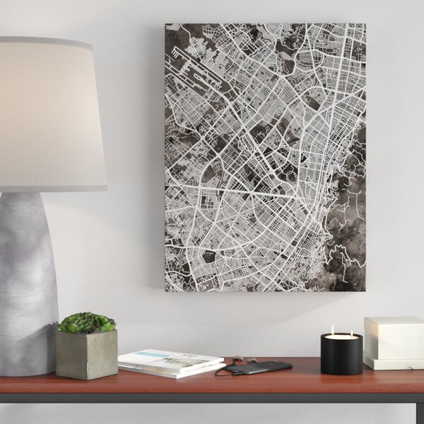 Wrought Studio 'Bogota Colombia City Map Black' Graphic Art on Wrapped ...