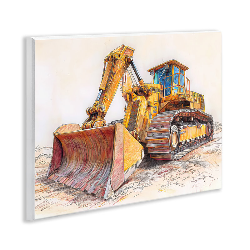 Dessin industriel de bulldozer, plaque par Steve Hunziker