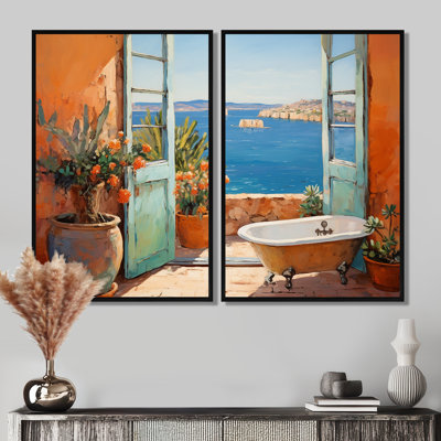 Ensemble de 2 pièces décoratives murales orange pour salle de bain Orange Mediterranee