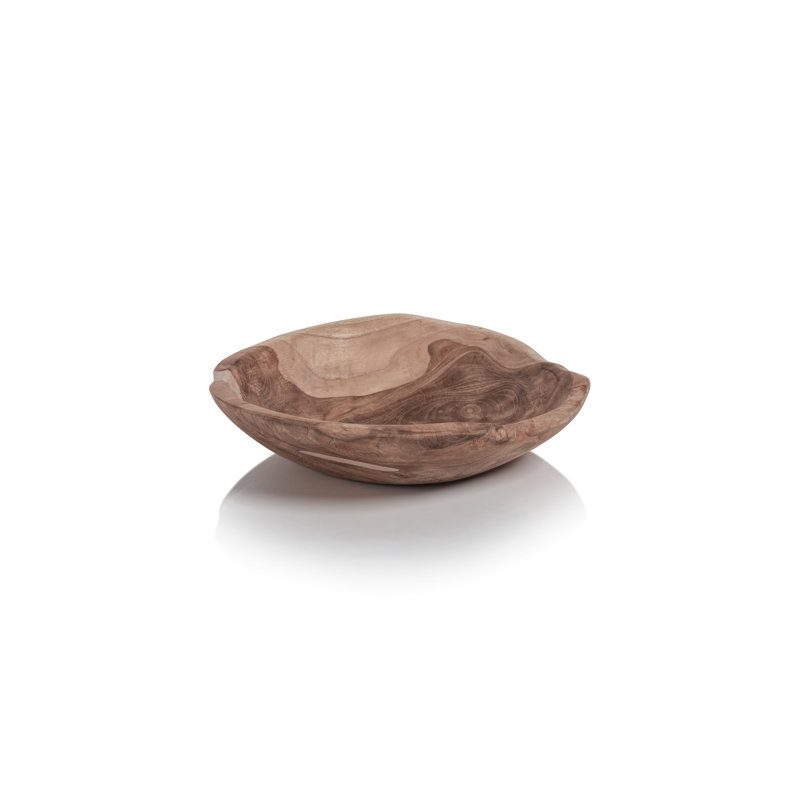 Bol décoratif en teck Daishaun, H 3 po x l 11,75 po x P 11,75 po