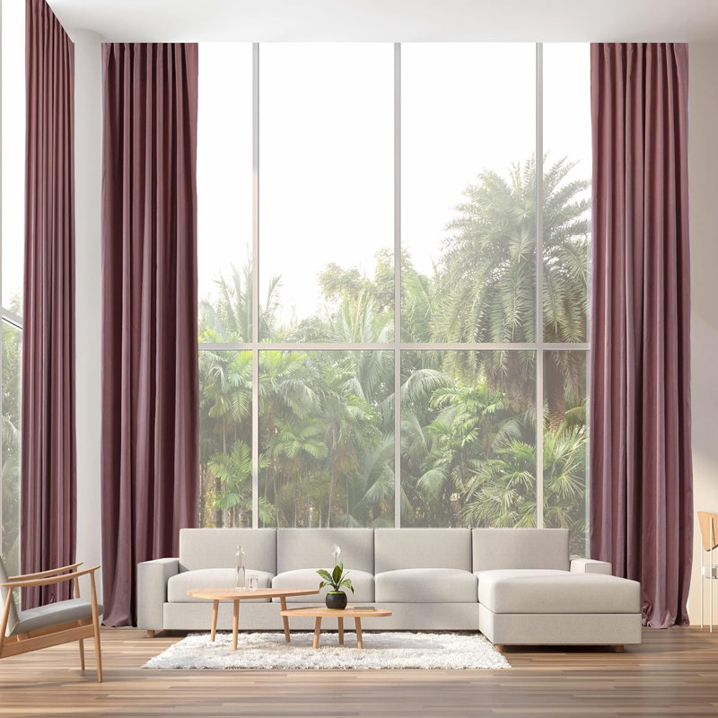 Amoya Velvet Room Darkening Curtain Pair, Rose Pink, 52" W x 63" L