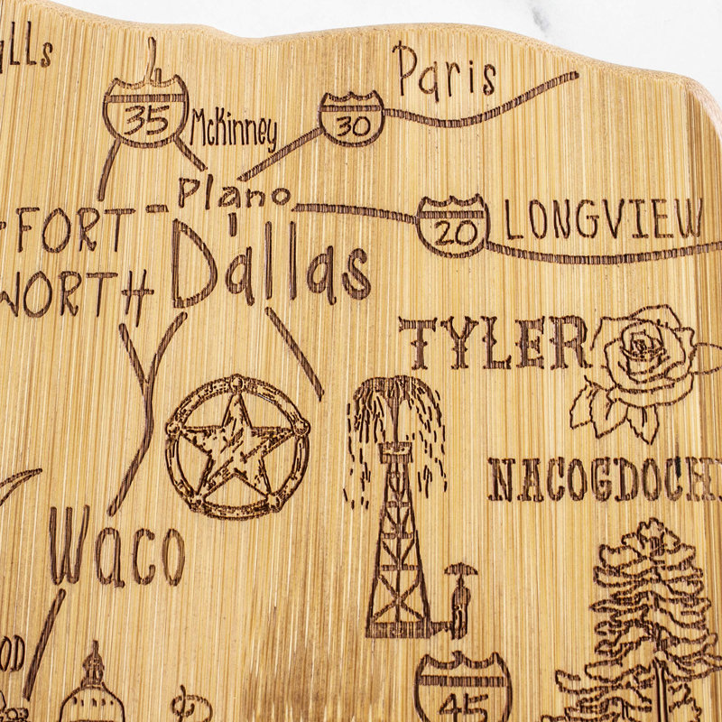 Planche de service et de découpage en forme de destination, Texas