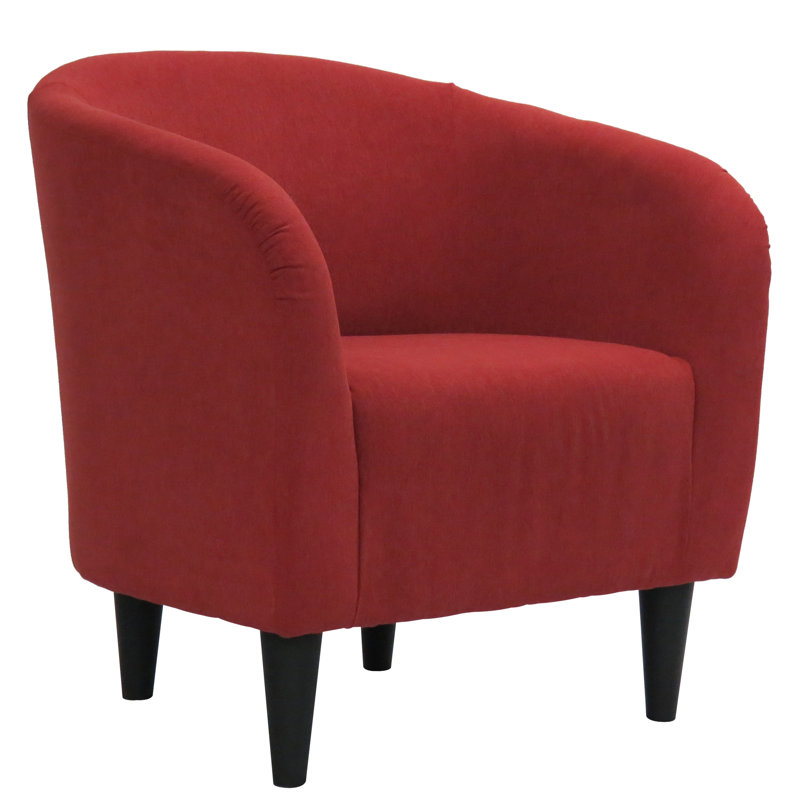 Upholstered Barrel Chair, Toulan Marsala Red Twill