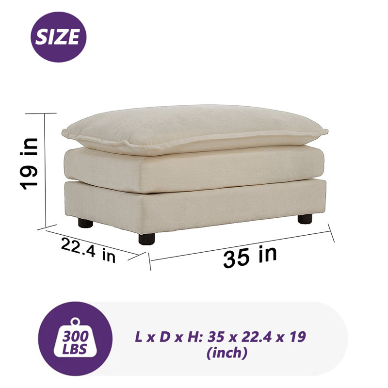 Repose-pieds rembourré en chenille, Beige