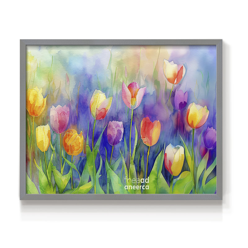 Floral Series-CXXXII -Framed Print - Restickable, H 8 po x l 10 po, Gris