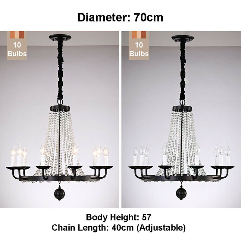 Tang 10 - Light Candle Style Chandelier, Black