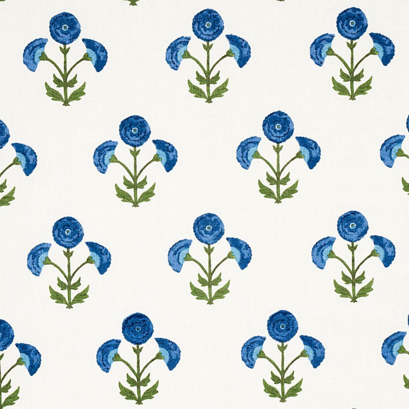 Saranda Flower Embroidery Fabric, Royal