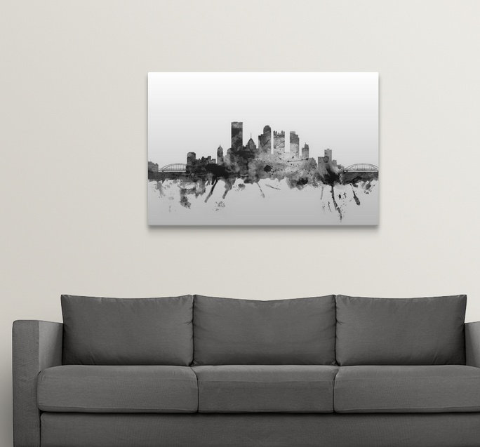 Francy «Pittsburgh Pennsylvania Skyline» par Michael Tompsett, impression, H 24 po x l 36 po x P 1,5 po, Toile