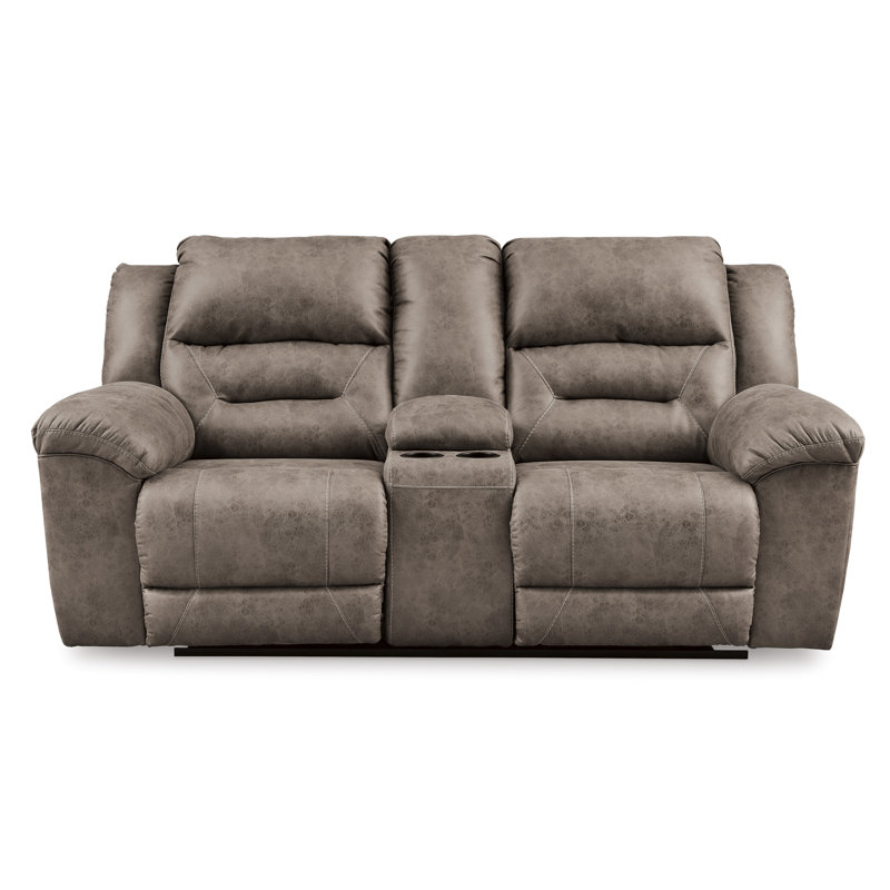 Kanhaya Power Reclining Loveseat with Console, Gray