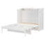 Lit escamotable double pleine grandeur avec grands tiroirs de rangement, blanc